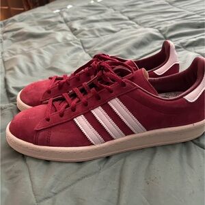 Adidas Women's Burgundy and White Sneakers